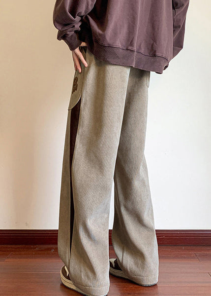 New Khaki Pockets Patchwork Warm Fleece Men Pants Spring RM054 ABC