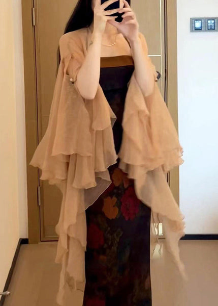Sleeve Khaki Solid Butterfly Thin Chiffon Cardigans New FashionChic