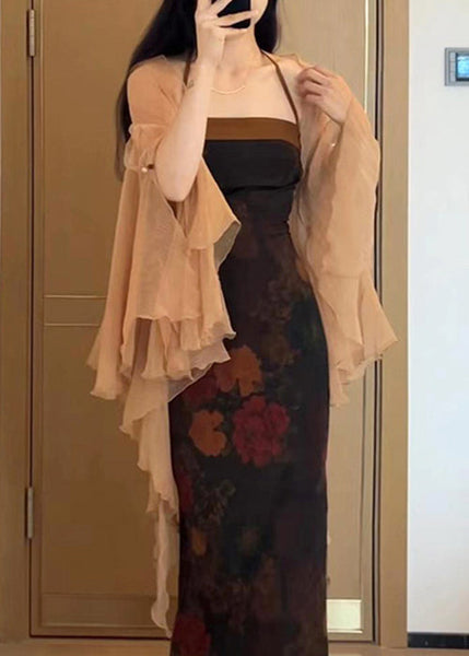 Sleeve Khaki Solid Butterfly Thin Chiffon Cardigans New FashionChic