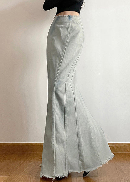 New Light Blue Side Open High Waist Denim Skirt Fall PP003 OM-NZ240827