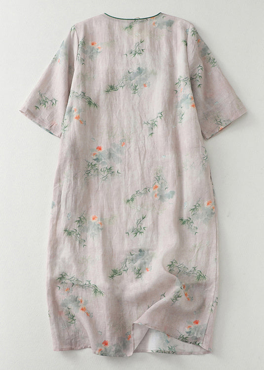 New Light Pink Button Print Cotton Dress Summer JH051 MMDM-SDL240717