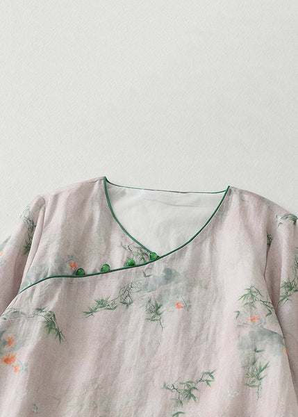 New Light Pink Button Print Cotton Dress Summer JH051 MMDM-SDL240717