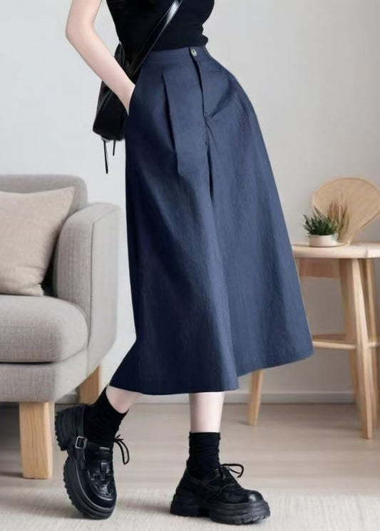 Pants Summer Crop Pockets Elastic Navy New Waist Linen FashionChic