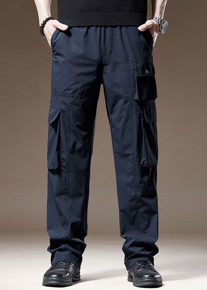 Mens Navy New Pants Pockets Solid Spring Cotton FashionChic