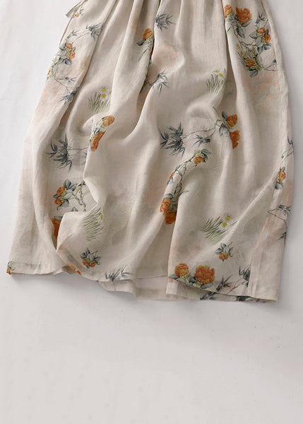 New O Neck Lace Up Print Cotton Dresses Summer GG048 MZF-SDL240610