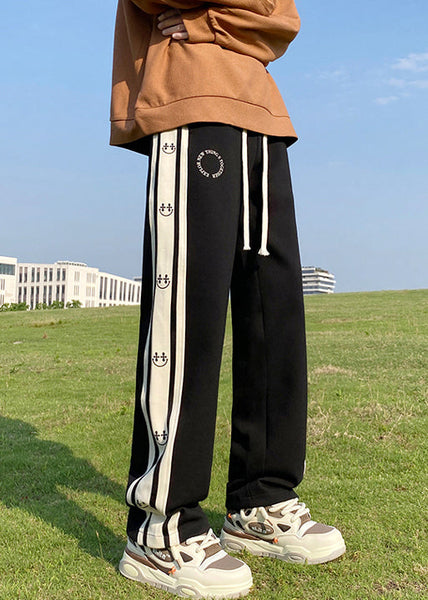 New Olive Green Elastic Waist Patchwork Cotton Men Pants Fall WA050 MENP241110