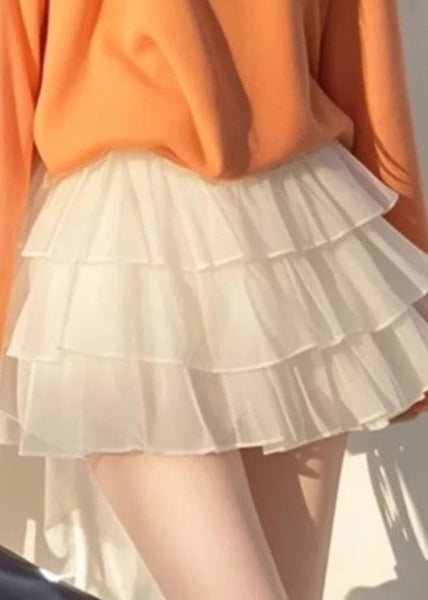 Two Cotton Piece Tops Bow New Tulle And Skirts White Set Orange FashionChic