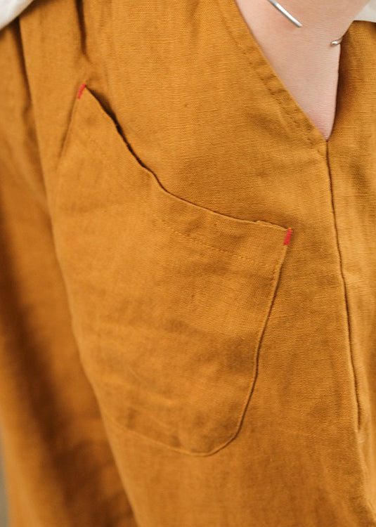 Pockets Summer Elastic Crop Wais Patchwork Orange New Cotton FashionChic