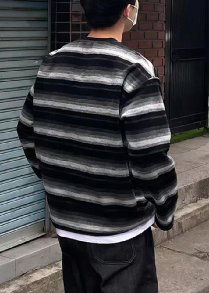 Striped New Shirts T Cotton Spring Men O-Neck Orange FashionChic