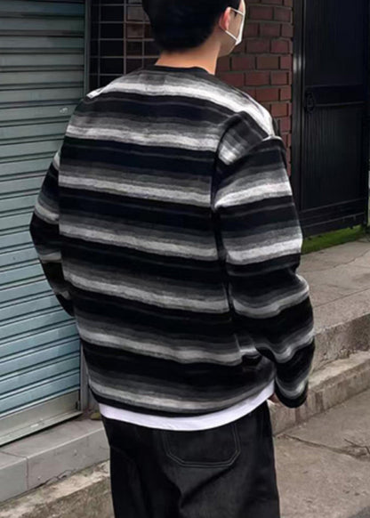 Striped New Shirts T Cotton Spring Men O-Neck Orange FashionChic