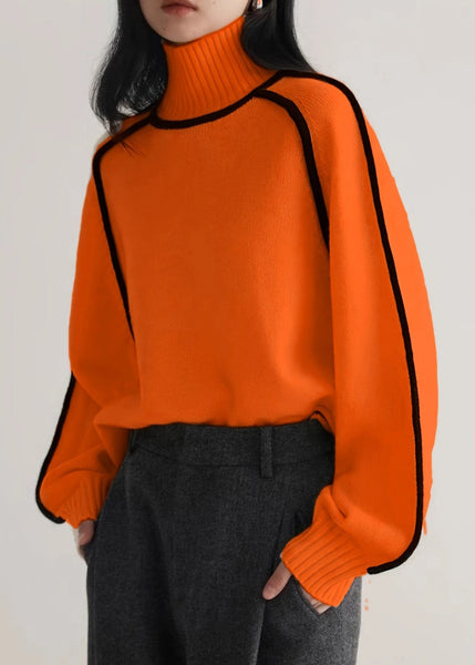 New Orange Striped Cozy Thick Knit Sweaters Spring YW046 ABC