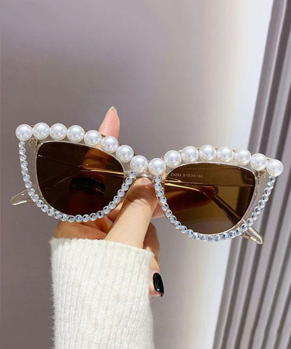 New Personalized Diamond Studded Pearl Cat Eye Sunglasses XS1086 Ada Fashion