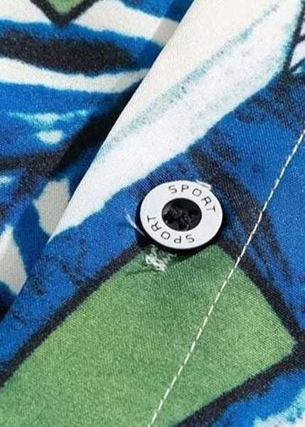 New Peter Pan Collar Print Elastic Waist Cotton Mens Two Piece Set Summer HG063 Men-Silk-MENTS240725