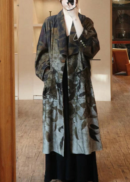 New Photo Color Button Pockets Silk Velvet Long Trench Coat Long Sleeve QA1023 Ada Fashion