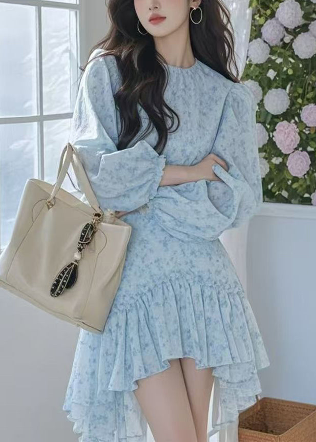 Pink Spring Print Cotton New Dress Asymmetrical Mid FashionChic