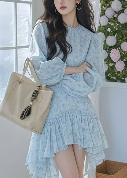 Pink Spring Print Cotton New Dress Asymmetrical Mid FashionChic