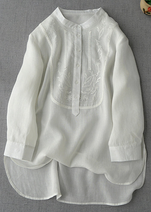 New Pink Embroidered Button Linen Shirts Long Sleeve MN068 MMDM-LTP240704