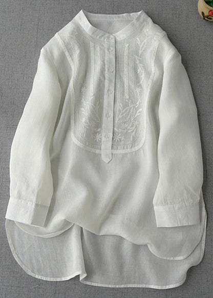 New Pink Embroidered Button Linen Shirts Long Sleeve MN068 MMDM-LTP240704