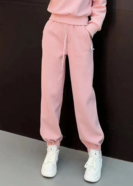And Beam Cotton New Tops Pieces Pants Hooded Two Zippered Pink FashionChic