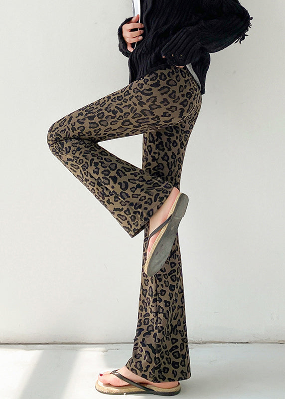 New Pink Leopard High Waist Slim Fit Flare Leggings Spring YF015 ABC