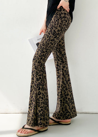 New Pink Leopard High Waist Slim Fit Flare Leggings Spring YF015 ABC