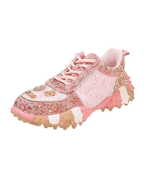 Zircon Pink Lace New Mesh Up Breathable Shoes Sports FashionChic