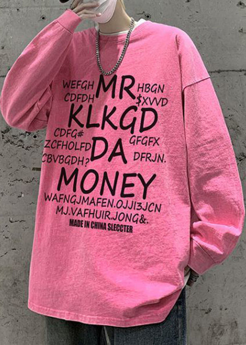 Pink Letter Shirts Spring Neck Men New O T Cotton FashionChic