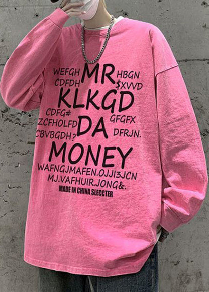 Pink Letter Shirts Spring Neck Men New O T Cotton FashionChic