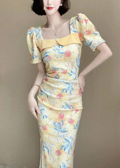 New Pink Print Side Open Cotton Dresses Summer ZL026 SH-LF-SDL240621