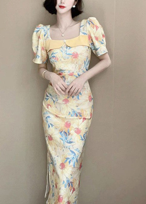 New Pink Print Side Open Cotton Dresses Summer ZL026 SH-LF-SDL240621