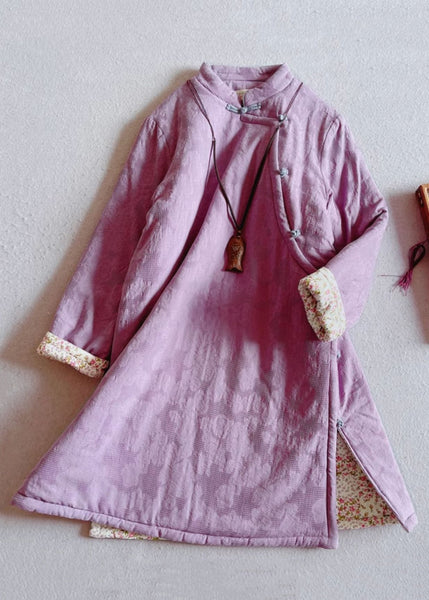 New Pink Stand Collar Button Side Open Parka Winter ER001 ABC