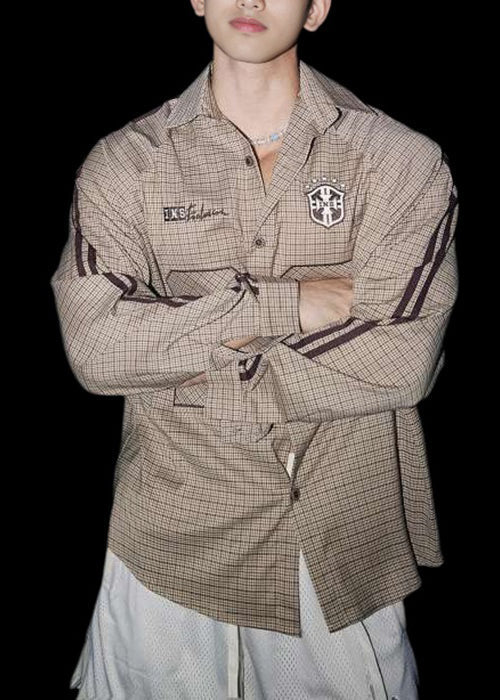 Men Pan Peter Collar New Shirts Plaid Spring Striped Cotton FashionChic