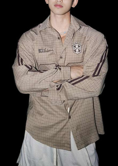 Men Pan Peter Collar New Shirts Plaid Spring Striped Cotton FashionChic