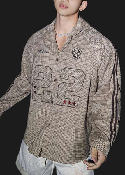 Men Pan Peter Collar New Shirts Plaid Spring Striped Cotton FashionChic