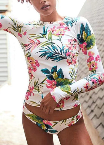 New Printed Long Sleeved Sexy Swimwear Sets For Women VC003 WM-Beach-QQT240615