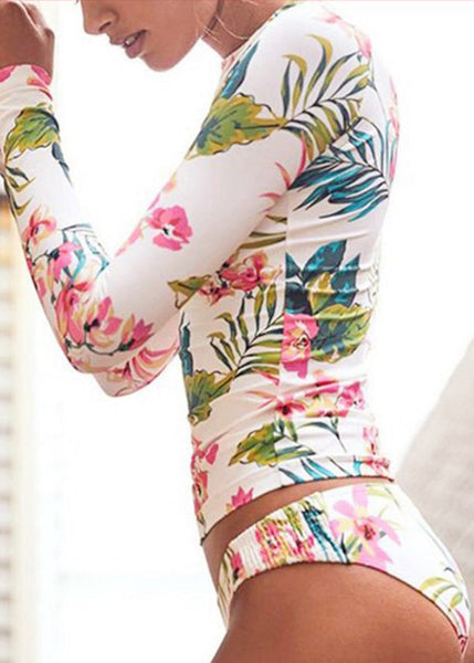 New Printed Long Sleeved Sexy Swimwear Sets For Women VC003 WM-Beach-QQT240615