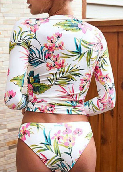 New Printed Long Sleeved Sexy Swimwear Sets For Women VC003 WM-Beach-QQT240615