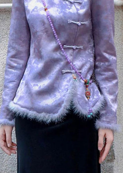 New Purple Button Patchwork Thick Coats Spring RZ009 ABC