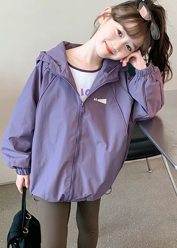 New Purple Drawstring Patchwork Girls Hoodie Coat Fall QV036 MM-RCTZCGTS241026