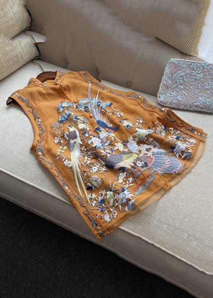 New Purple Embroidered Button Tulle Waistcoat Sleeveless QE015 MZF-CTS240927