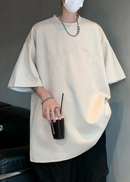 New Purple Embroideried Plus Size Cotton Mens T Shirts Summer WA008 MENT241110