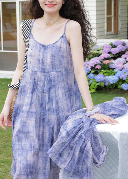 New Purple O-Neck Wrinkled Cotton Two Pieces Set Spring YZ019 ABC