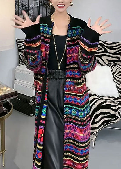 New Rainbow O-Neck Zip Up Patchwork Knit Cardigans Fall WN037 ABC