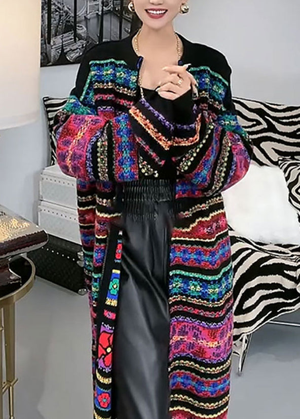 New Rainbow O-Neck Zip Up Patchwork Knit Cardigans Fall WN037 ABC