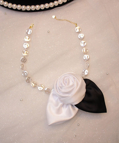 New Red Alloy Pearl Beading Fabric Art Floral Pendant Necklace RG003 ABC