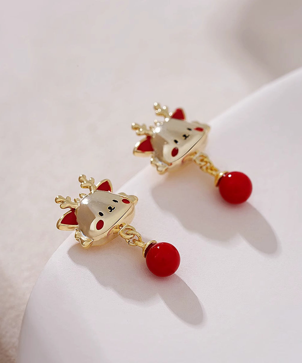 New Red Alloy The Year Of the Loong Pearl Drop Earrings WH051 JEW-EAR241116