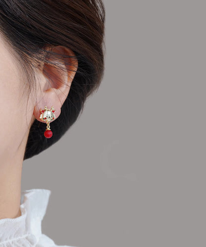 New Red Alloy The Year Of the Loong Pearl Drop Earrings WH051 JEW-EAR241116