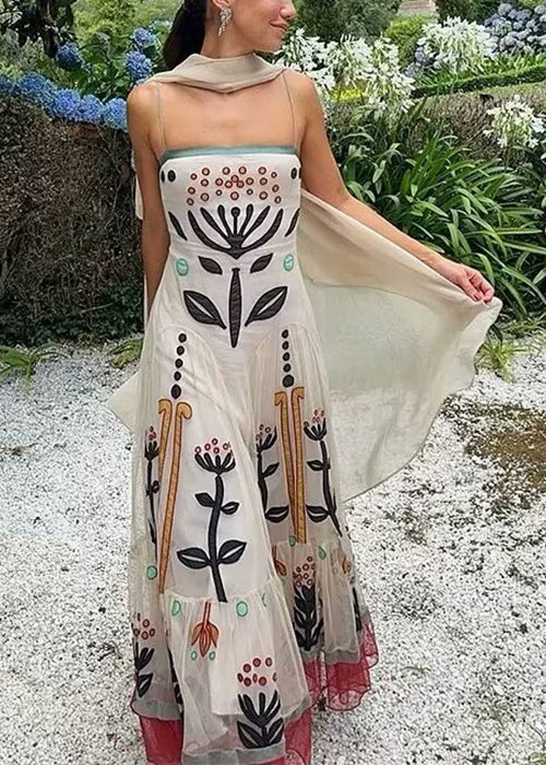 New Red Cold Shoulder High Waist Tulle Spaghetti Strap Dress Sleeveless BB065 Hawaii-SDL240622