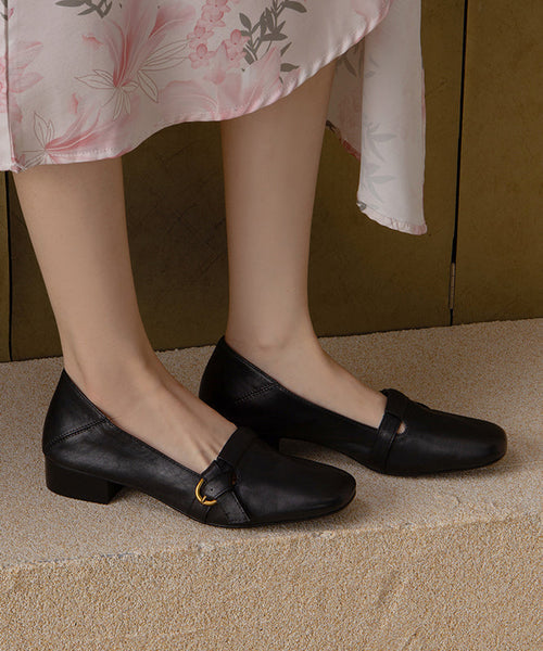 New Cowhide Leather Red Comfortable Splicing Flat Shoes FashionChic