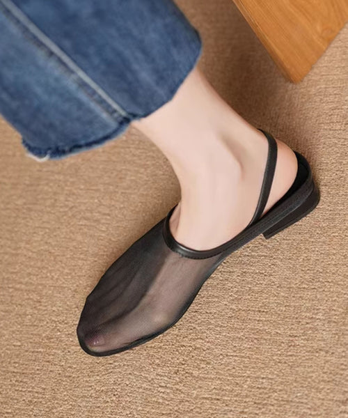 Leather Sandals Red Walking Tulle New Cowhide Splicing FashionChic